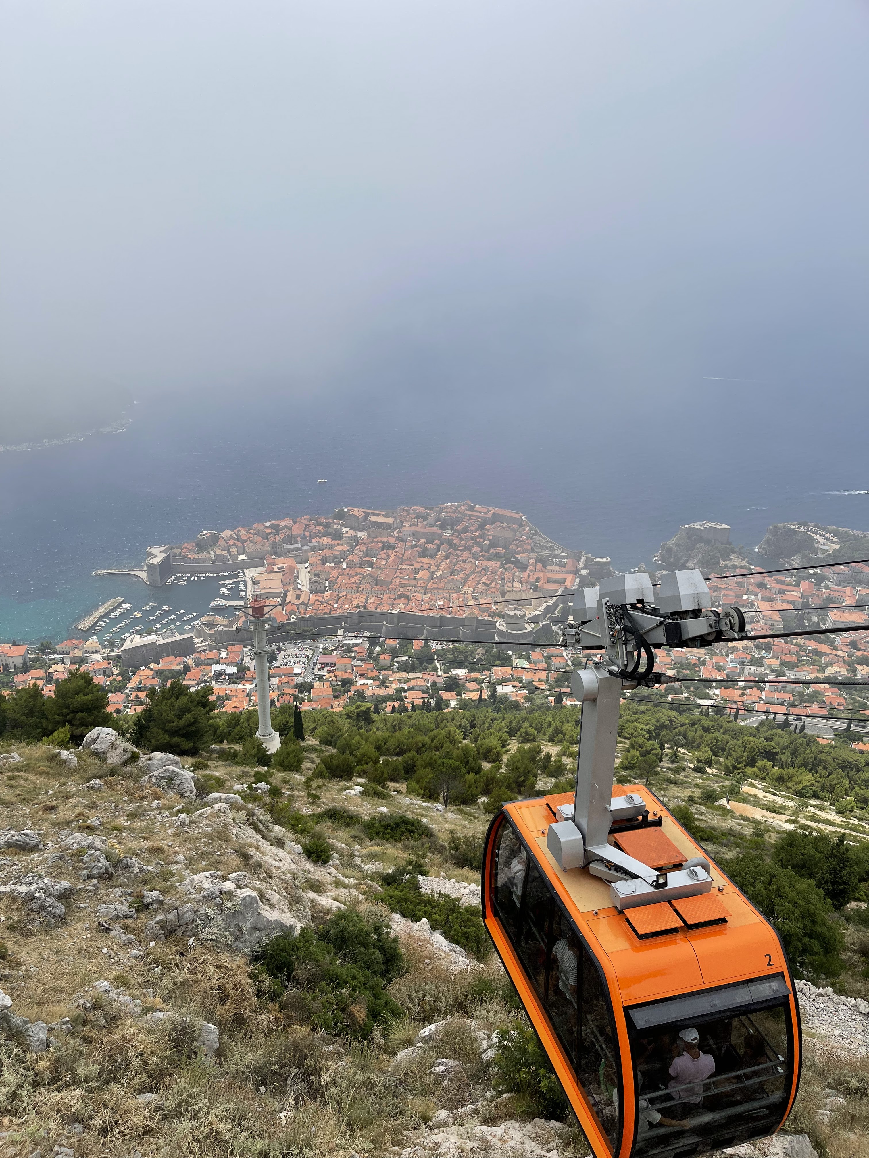 Misty view from the top of Mount Srd in Dubrovnik