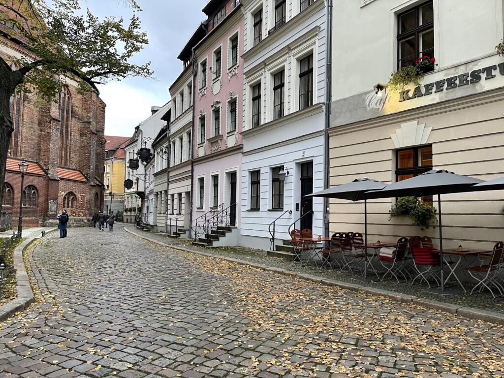 Cute cobbled streets and pastel buildings hidden away in Berlin