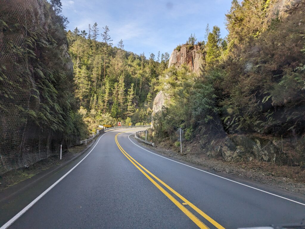 Driving the windy roads of New Zeland's North Island. 